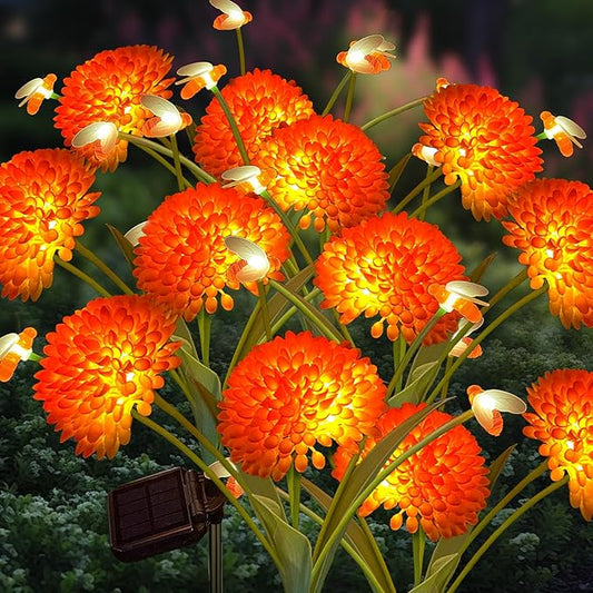 Solar Garden Lights, 8 Pack Solar Swaying Bee Lights with Flowers, Waterproof Firefly Light Outdoor for Garden Patio Yard Pathway Fall Decoration, Gifts for Women Mother's Day