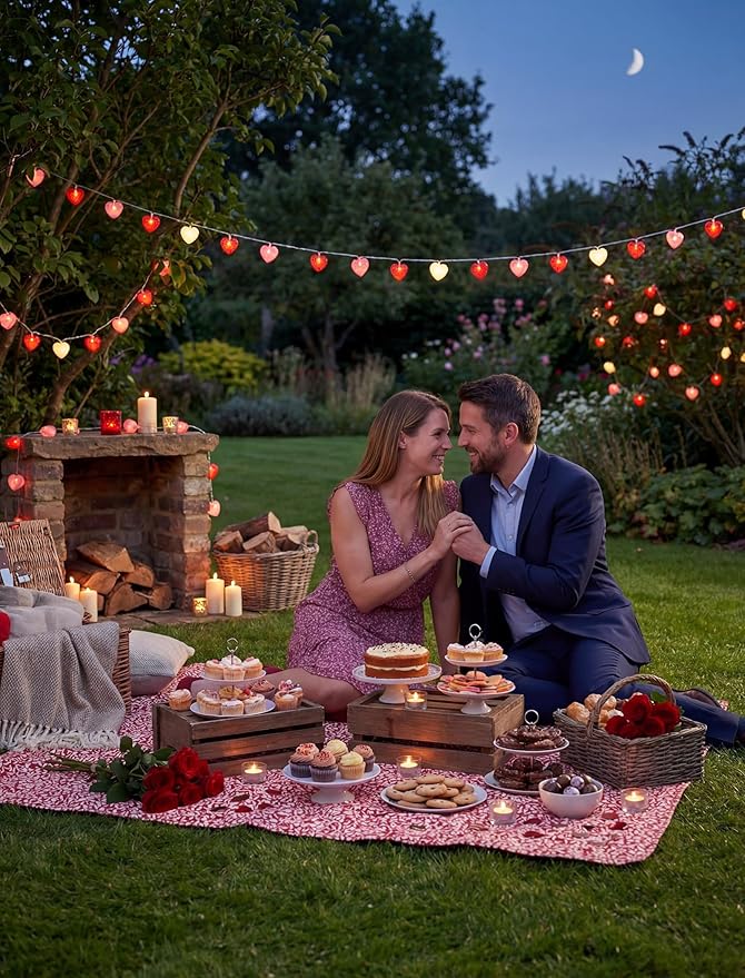 12Ft Red Pink White Heart String Lights, 20 LED 3D Glitter Hearts Plug in Fairy Lights, Connectable Waterproof Valentine's Day Decorations for Bedroom, Window, Wedding, Anniversary, Indoor Outdoor