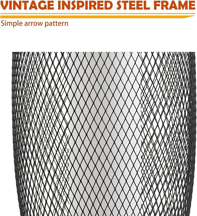 Solar Yard Solar Outdoor Floor Lamp, Metal Wire Shade, LED Modern Outdoor Flickering Lantern, Weather Resistant for Balcony, Porch, Garden, Pathway, Black