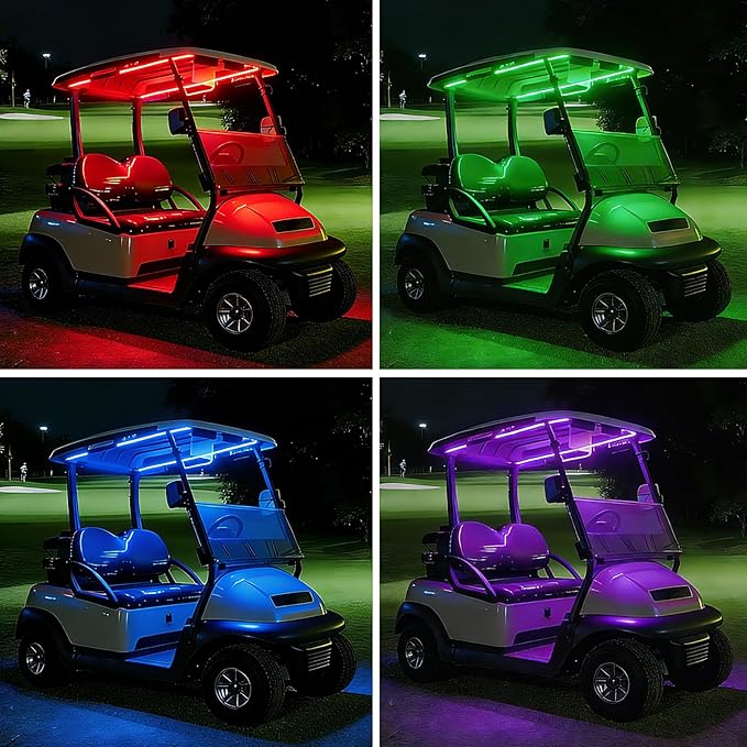 USB Powered Golf Cart LED Strip Lights, 47.25'' Dreamcolor RGB Roof Canopy Light with APP & Remote, IP68 Waterproof, Music Sync, Plug & Play, 72 LEDs for EZGO Yamaha Club Car Golf Carts