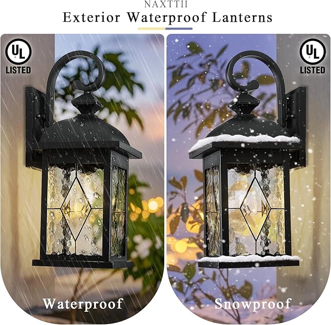 Outdoor Lights for House 15 Inch Outdoor Wall Sconce Matte Black Finish Outdoor Porch Light for Front Door Garage 2 Pack E26 Socket