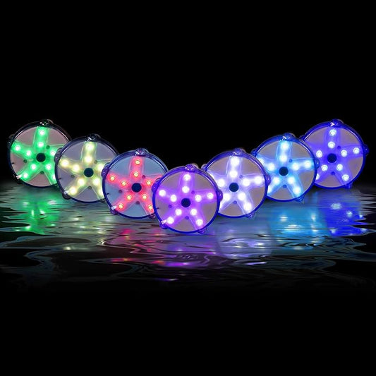 Floating Pool Lights 2PK, LED Color-Changing Underwater Pool Lights that Float, 100% Waterproof Starfish Lamp, Lighting Décor for Inground or Above Ground Swimming Pools, Fountain, Pond, Spa, Hot Tub
