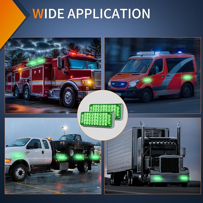 Nilight 2PCS 42LED Green Wireless Magnetic Strobe Lights Portable Warning Hazard Light Surface Mount Waterproof 5 Patterns for 12V 24V Cars Trucks Van Off Road Vehicles ATV