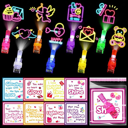36 Pack Valentines Day Gifts for Kids Classroom LED Finger Lights, Valentines Exchange Cards Gifts Prizes Party Favors for Boys Girls