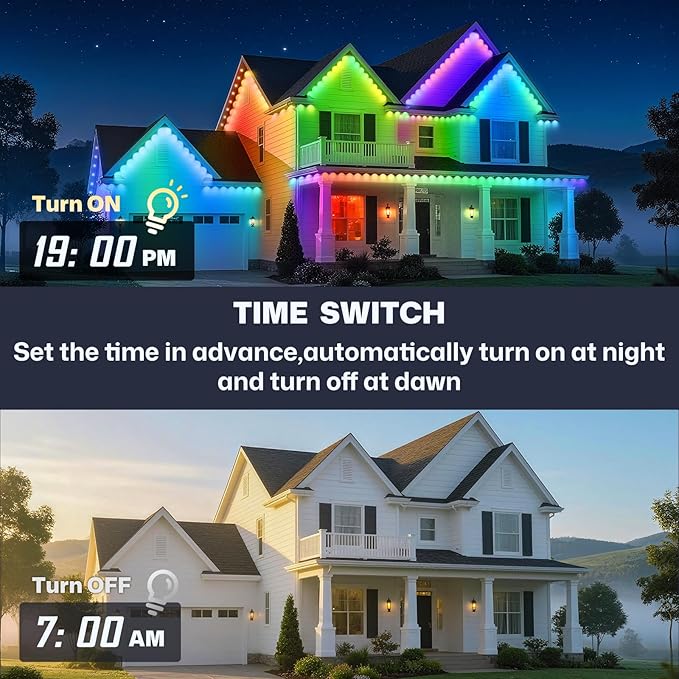 Permanent Outdoor Lights, 100ft Smart Eave Light with 72 LED Lights, IP67 Waterproof, App Control, Outdoor Lights, DIY RGB+IC Light for House Holiday Decorations