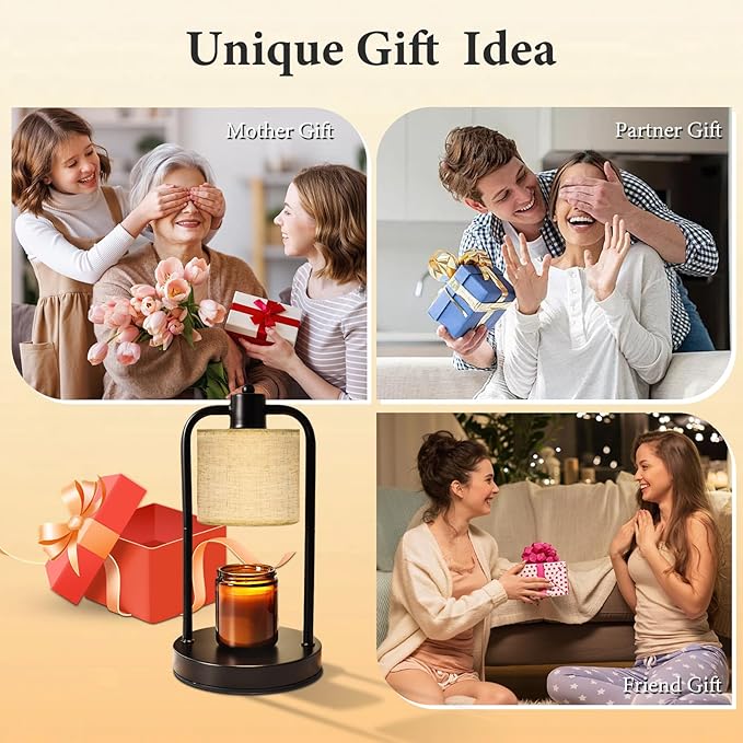 Lococo Candle Warmer Lamp for Yankee Candles: Electric Wax Melts Warming Light with Timer Dimmable for New Home Decor, Christmas Birthday Thanksgiving Gifts for Mom Women Men (Black + Cotton Linen)