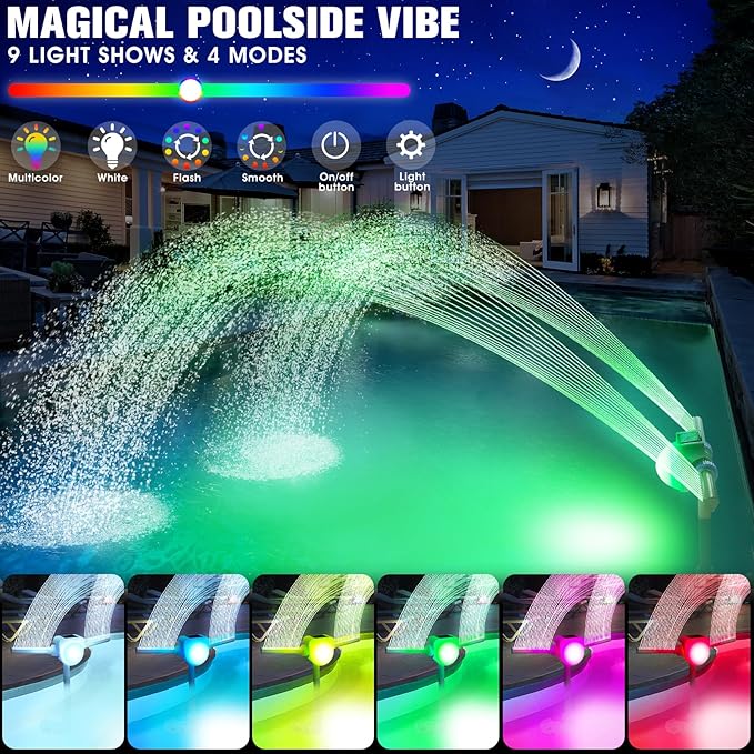 2025 Upgrade Solar Fountain Light Show,Adjustable Dual Spray Sprinkle Pool Fountains for Inground Pool Waterfall,Swimming Pool Water Fountains,Pool Sprayer Fountain for Pool Cooling-Purple