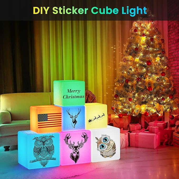 LOFTEK 12-inch LED Cube Lights: Rechargeable RGB Colors Changing Light with Remote Control, IP65 Waterproof LED Furniture Stool Table, Night Lighting for Home Outdoor Pool Bar Party Decor