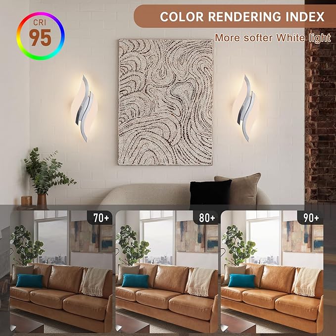 CANEOE Modern LED Wall Sconce 3000K Warm White Indoor Wall Light Fixtures Acrylic Wall Sconce Lighting for Living Room Bedroom Bedside Bathroom Hallway Stairway Wall Lamp (Chrome, 1 Pack, 3000K)