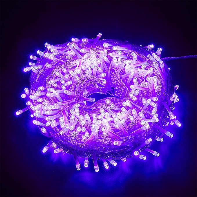 Super Bright 100 LED Purple String Lights Halloween Indoor Decorations, Plug in & Connectabble 33ft with Memory Function & 8 Modes for Indoor Outdoor Christmas, Patio Home Tree Hanging Decor