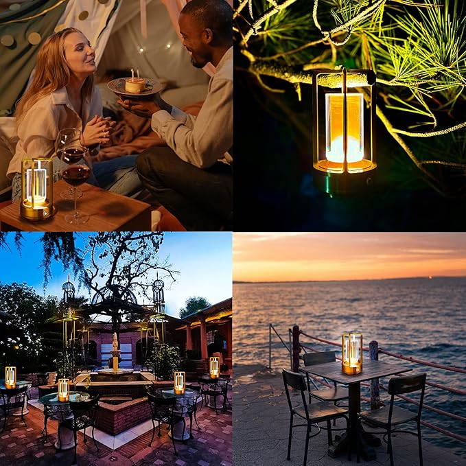 Set of 2 Cordless Table Lamps, LED Rechargeable Table Lamp with 3 Color Stepless Dimmable, Indoor/ Outdoor Table lamp for Patio/ Camping/ Bar/ Coffee/ Restaurant/ Bathroom (Silver 2 Pcs)