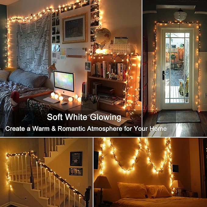 Brizled Warm White Incandescent Christmas Lights, 300 Count 69.6ft Connectable, Clear Mini String Lights for Indoor/Outdoor Decor