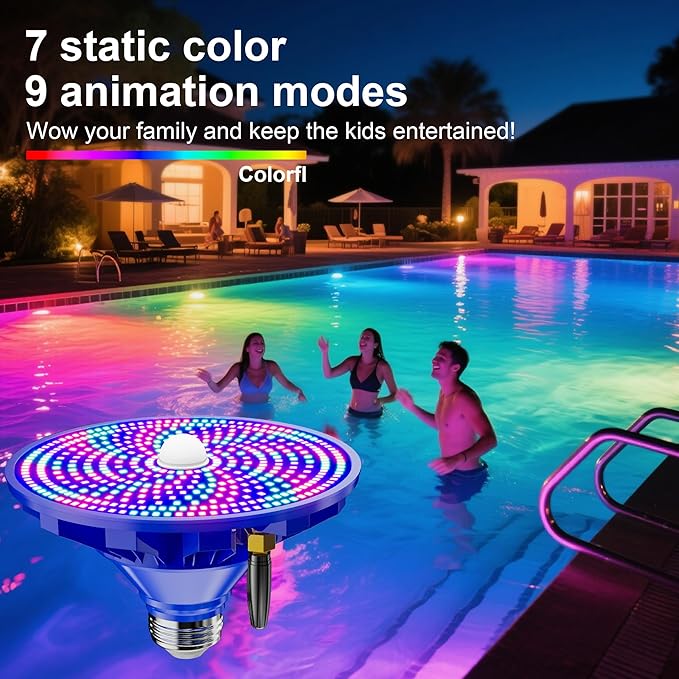 Pool Lights for Inground Pool LED Pool Light Bulb for Above Ground Swimming Pool – LED Pool Lights for Inground Pool, 120V Spa Light Bulb E26 Base, Multi-Color & Adjustable Brightness – Blue