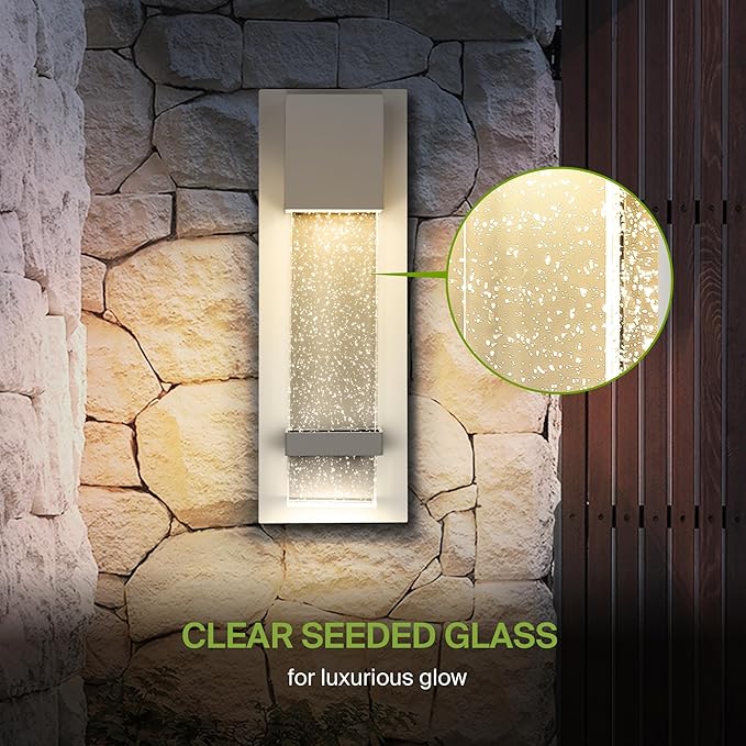 ASD LED 13 Inch Bubble Glass Wall Light Fixture, Exterior Flush Mount Sconce | 3CCT, Waterproof, Dimmable, ETL Listed | 12W 500LM 3000-5000K 120V | Outdoor-Indoor Lighting | White, 2 Pack