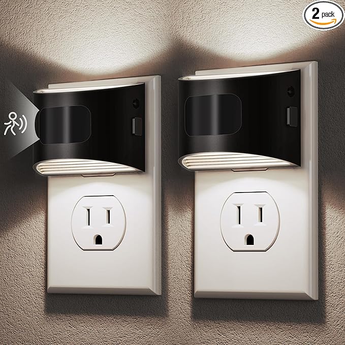 DORESshop LED Night Light[2 Pack], Night Lights Plug into Wall, 3 Mode Plug in Night Light with Motion Sensor, Dusk to Dawn Sensor, 5000K Daylight White, Nightlights for Adults, Bedroom, Hallway