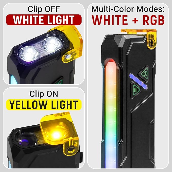 Rechargeable EDC Flashlight, 680 Lumens Waterproof Portable LED Flashlight with RGB Light, 10W USB-C Charging, Aluminum Alloy Magnetic Keychain Flashlight for Outdoor and Camping (Black)