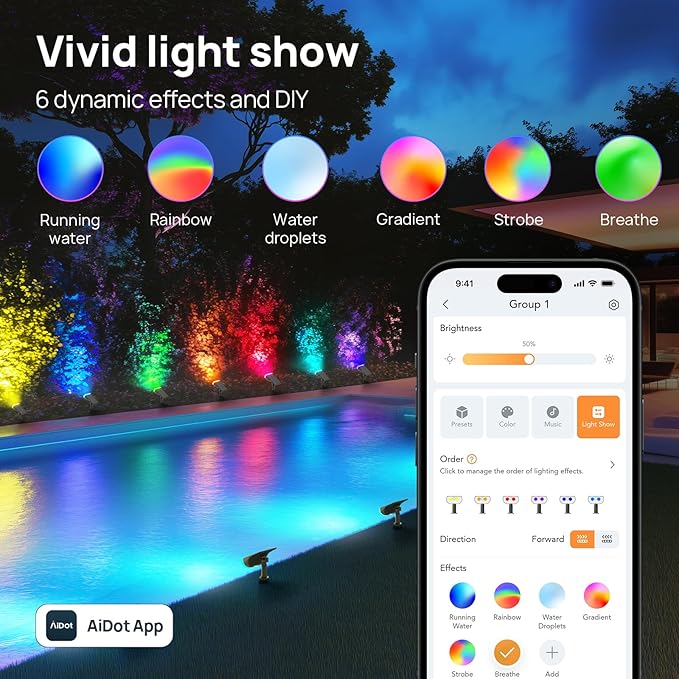 Linkind Smart Solar Lights Outdoor SL5 with Motion Sensor, APP Control Color Changing Solar Spot Lights Outdoor, Easter Decorations, IP65 Landscape Lighting for Yard, Garden, Path(2 Pack)