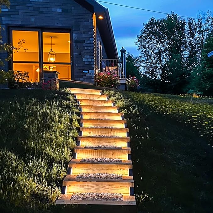 Solar Step Lights for Outside, 6pack Solar Stair Lights Outdoor Waterproof IP67, Outdoor Deck Step Light LED for Garden Stair, Patio, Front Door, Porch, Yard, Sidewalk Decor(Warm Brown)