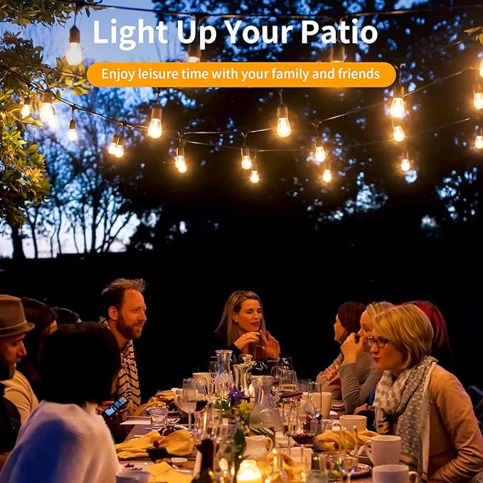 48Pack S14 LED Replacement Light Bulbs E26 Screw Base Shatterproof Edison Bulbs for Outdoor String Lights 120V 1W Dimmable Light Bulbs Equal to 11W for Patio Decor, 2700K Warm White