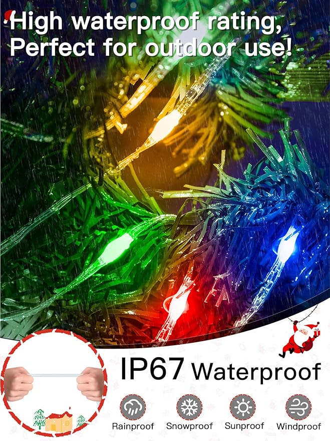 Christmas Light Outdoor 262 FT 800 LED, IP67 Waterproof 8 Modes Christmas Lights Plug in, String Lights with Remote, Twinkle Fairy Lights for House Outside Xmas Decorations (Multicolor)