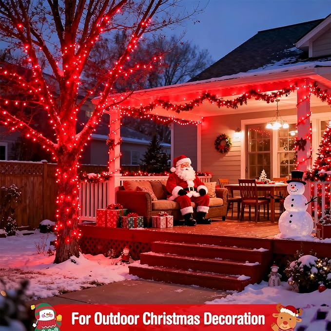JMEXSUSS 400 LED Red Christmas Lights, 132ft Red String Lights Plug in with Remote, 8 Modes Christmas String Light Outdoor Indoor for Tree Garden Yard Porch House Decorations