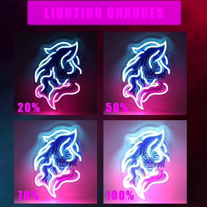 Demon Neon Sign Colorful Gothic Neon Light for Wall Decor, Mascot Light Up Sign USB Powered Neon Wall Light for Bedroom, Game Room, Bar, Studio Decoration Holiday Birthday gifts