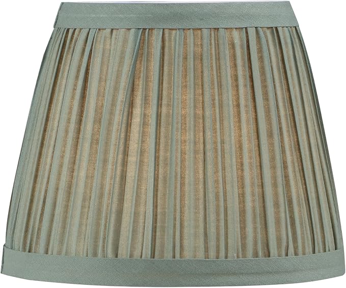 Aspen Creative 51521-2, Hardback Empire Transitional Clip-On Chandelier Lamp Shade, Mushroom Pleated Olive Faux Silk Fabric, 4" Top x 6" Bottom x 5" Slant Height, Set of 2