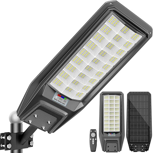 loyoele Solar Street Light Outdoor Waterproof Dusk to Dawn, 9000W Solar Parking Lot Lights Commercial Large Outdoor Flood Light Heavy Duty Solar Power with Motion Sensor for Yard Garden