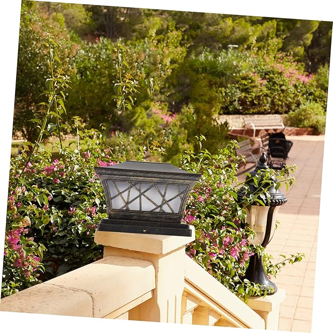 Vaguelly Solar Outdoor Post Light Fixture Garden Floor Lamp Decor with Premium Battery Long Illumination for Courtyard Park Villa Residential Areas