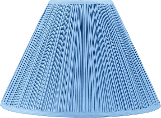 Aspen Creative 33029, Hardback Empire Transitional Spider Lamp Shade, Mushroom Pleated Little Boy Blue Faux Silk Fabric, 7" Top x 18" Bottom x 13" Slant Height
