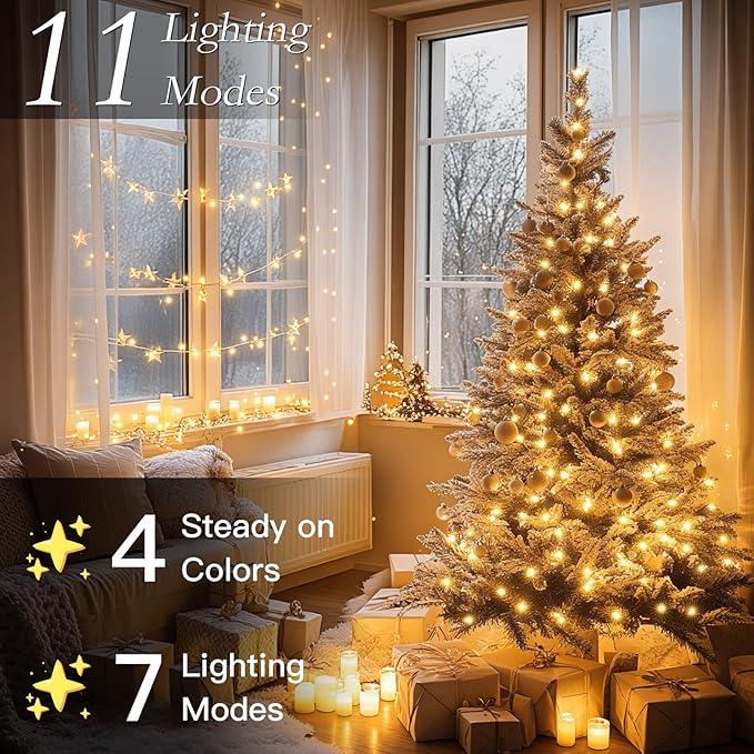 66FT 200 LED Christmas Tree Lights, Bright Warm White to Multicolor Outdoor Christmas String Lights for House, Fairy Lights with 11 Modes, Waterproof & Durable Indoor Outdoor Decor