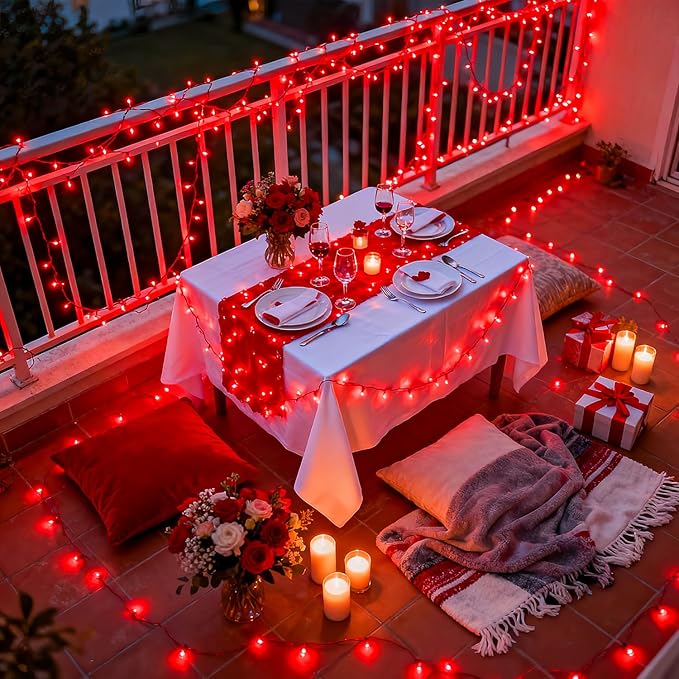 JMEXSUSS 2 Pack Solar String Lights Outdoor Waterproof, Total 66 FT 200 LED Solar Christmas Lights Outdoor, Twinkle Light for Christmas Tree Outside Garden Yard Xmas Decor, Red