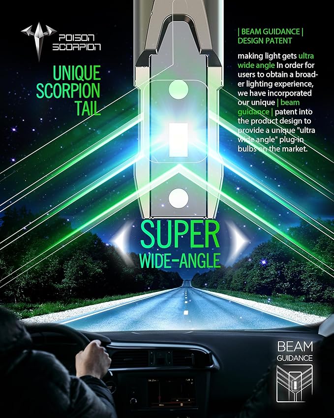 POISON SCORPION 90-12 Fog Light Bulbs, 600% Brighter 6500K Cool White, 1:1 Mini Size With Cooling Fan, Plug-N-Play Easy To Install, Pack of 4