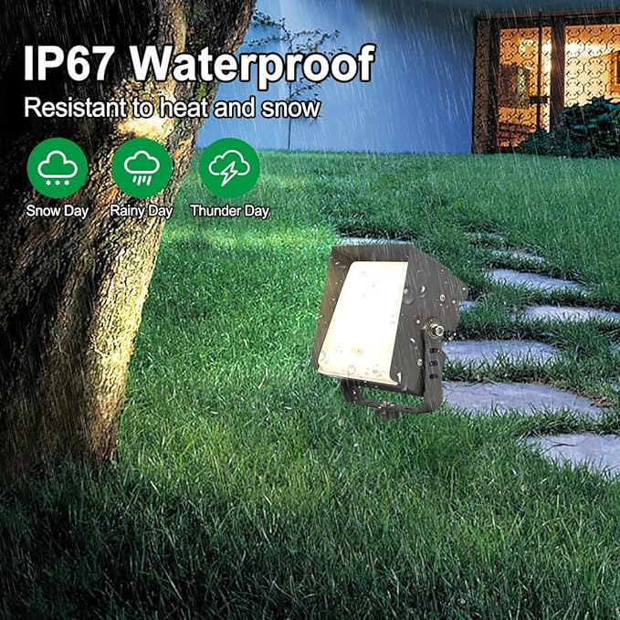 Led Landscape Outdoor Spot Light with Anti-Glare Cap - Heavy Duty Waterproof IP65 120V 270⁰ Adjustable Mount, 3000K Thickened Aluminum Spotlight for BLDG Yard Garden Tree (48 Watts)