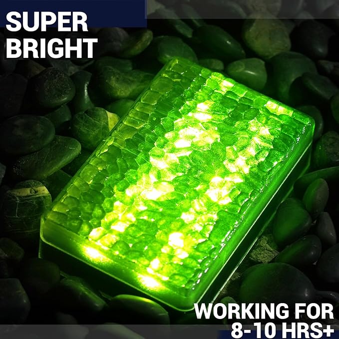Solar Driveway Lights Color Changing, 6x9 Inch Solar Paver Light, Heavy Duty IP67 Waterproof Recessed Brick LED, Landscape Lighting for Pathway, Ground, Pool, Patio, Garden (RGBW, 6Pack)