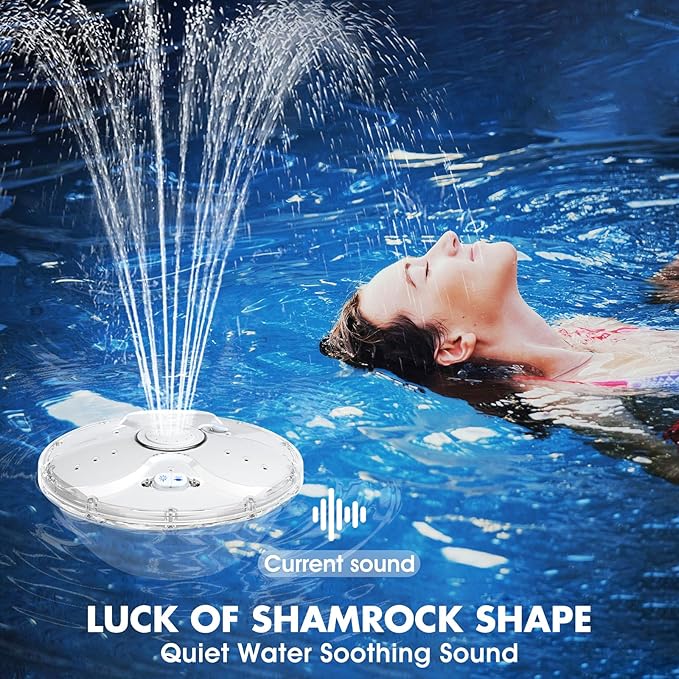 Pool Fountain with Remote,Floating Pool Fountain with Lights Show,Above Ground Pool Water Fountains Pump with Anchor, Floating Swimming Pool Fountains for Inground Pool,Pond -1PC(White)