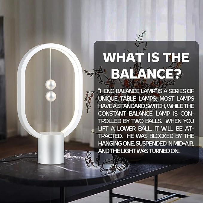 Magnetic Lamp - USB-Powered LED Table Lamp with Floating Design - Perfect for Home, Office, Dormitory, Hotel and Living Room(Silver)