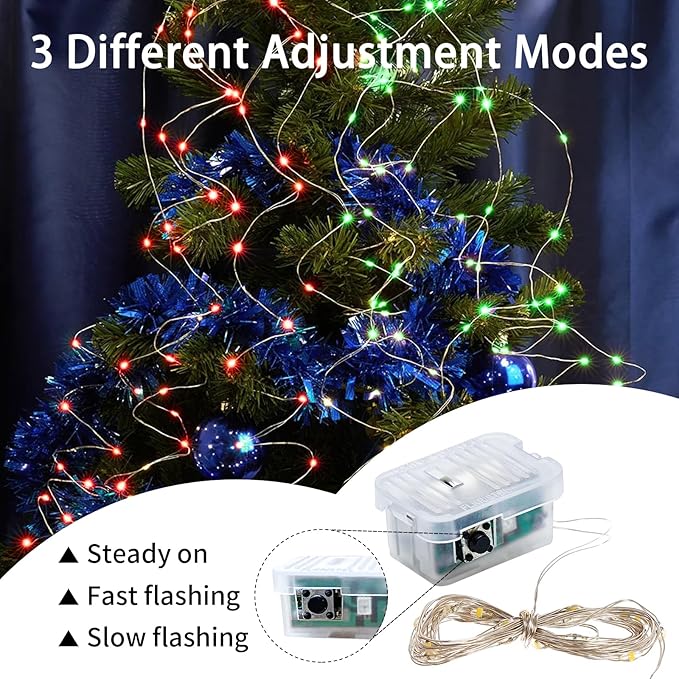 12 Pack Fairy Lights 7Ft 20 LED Twinkle String Lights 3 Modes Battery Operated Waterproof Firefly Starry for Mason Jar Party Wedding Christmas Valentines Day Table Centerpieces,Red&Green