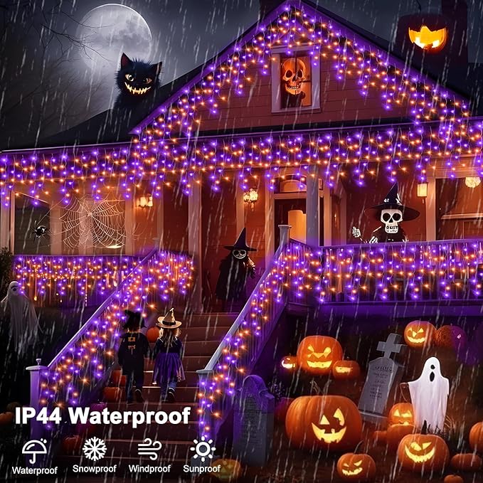 66 FT Halloween Lights Outdoor, 720 LED Orange and Purple Halloween Lights Waterproof with 12 Modes & Timer, Outdoor String Lights for Party, House, Patio Holiday Decorations