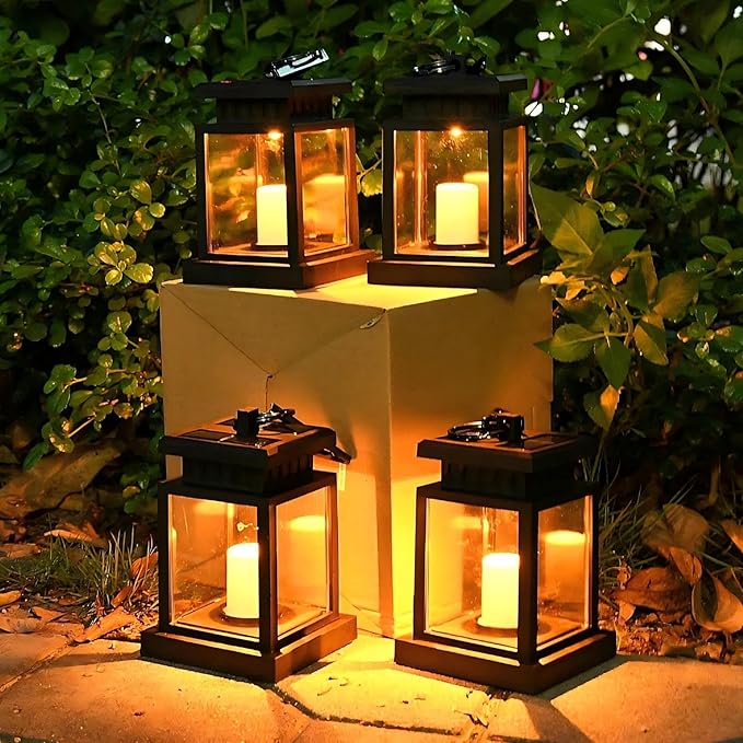 Solar Outdoor Lantern LED Portable Rechargeable Table Lamp 3000K Warm Light Nightstand Lamp Waterproof Cordless USB Solar 2in1 Hand Light for Patio, Black