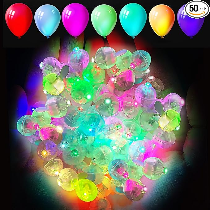 Aogist 50pcs Multicolor Balloon Lights,Long Standby Time Waterproof Twinkle Mini Light,Battery Powered,Round LED Ball Lamp for Latex Balloon Easter Eggs Wedding Christmas Halloween Party Decorative