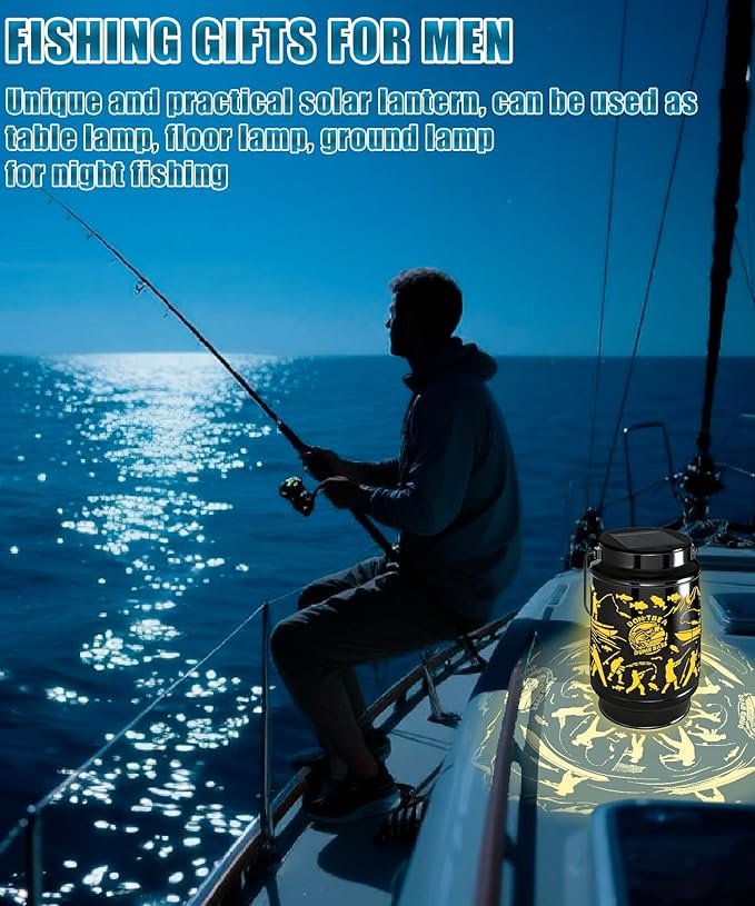 Fishing Valentine's Day Gifts for Men Dad Grandpa Boyfriends Him Rechargeable Lantern Lamp Led Night Light Retirement Gifts for Christmas Funny Unique Gift for Fishing Lover