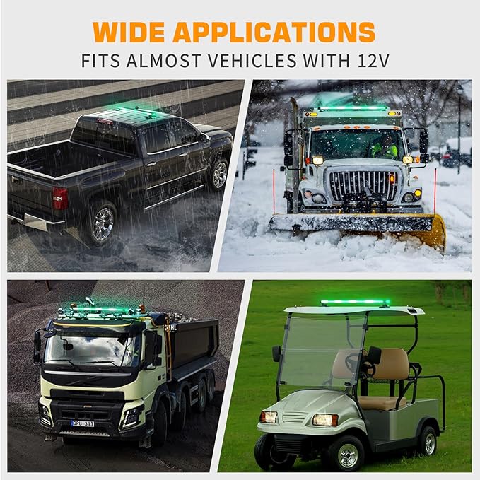 XRIDONSEN 37 Inch 104 LED Roof Top Green White Emergency Lights Magnetic Traffic Advisor Strobe Light Bar Double Side Warning Flashing Safety Lights for Firefighter Vehicles POV Fire Trucks Pickup