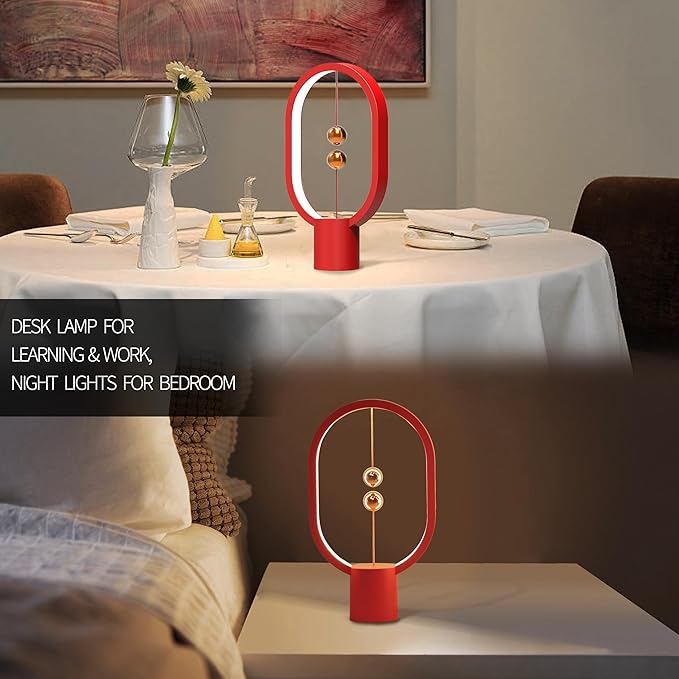 Magnetic Lamp - USB-Powered LED Table Lamp with Floating Design - Perfect for Home, Office, Dormitory, Hotel and Living Room(RED)