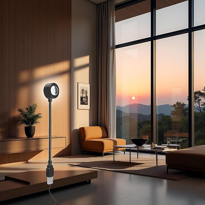 1pc LED Sunset Ambient Lamp Night Light,USB Warm Ambient Light,Projector Birthday Party Decoration Portable Mood Light for Bedroom Living,Lighting and Ceiling Fans