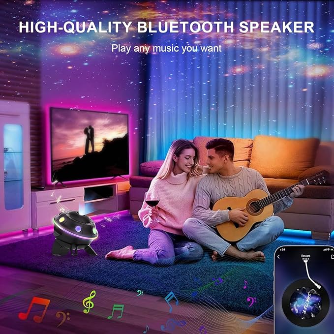 UFO Star Projector, 13 in 1 Planetarium Galaxy Projector for Bedroom, Galaxy Light Projector with White Noise, Bluetooth Speaker, Timer & RGB Effects, Space Night Light Projector for Kids Adults Gift