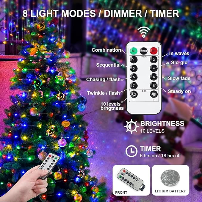 Aogist 50LED Fairy Lights 16ft Dual PowerFlexible Copper Wire Waterproof String Lights for Outdoor Christmas Wedding Bedroom Party Decor (Multicolor, 2 Pack-USB)