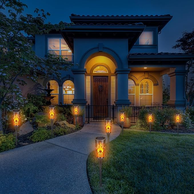 Toodour Solar Lights Outdoor, 10 Pack Solar Torch Lights with Flickering Flame, IP65 Waterproof Yard Lights Landscape Decoration Lighting for Outside Garden Lawn Pathway Patio Decorations