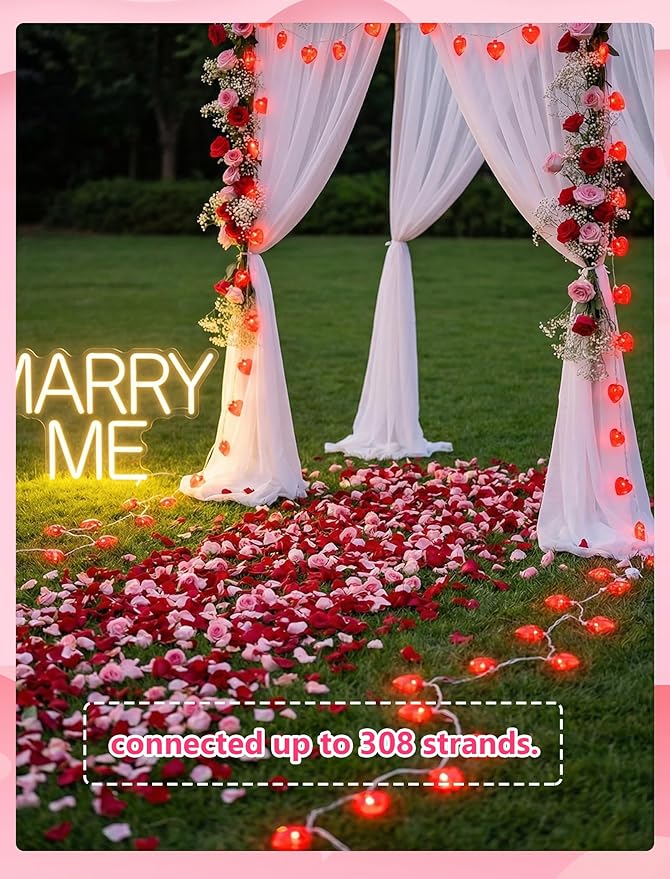 Abeja 8.5Ft Red Heart String Light, Valentine Day Decoration Lights with10 Red Heart, Connectable Fairy Heart String Lights for Valentine's Day Bedroom Wedding Anniversary Outdoor Indoor Decor