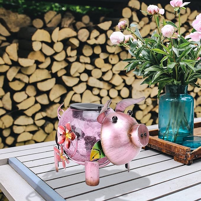 MUMTOP Solar Lantern - Outdoor Waterproof Lights, Pig Yard Decorations, Decorative Tabletop Ornaments for Garden Decor